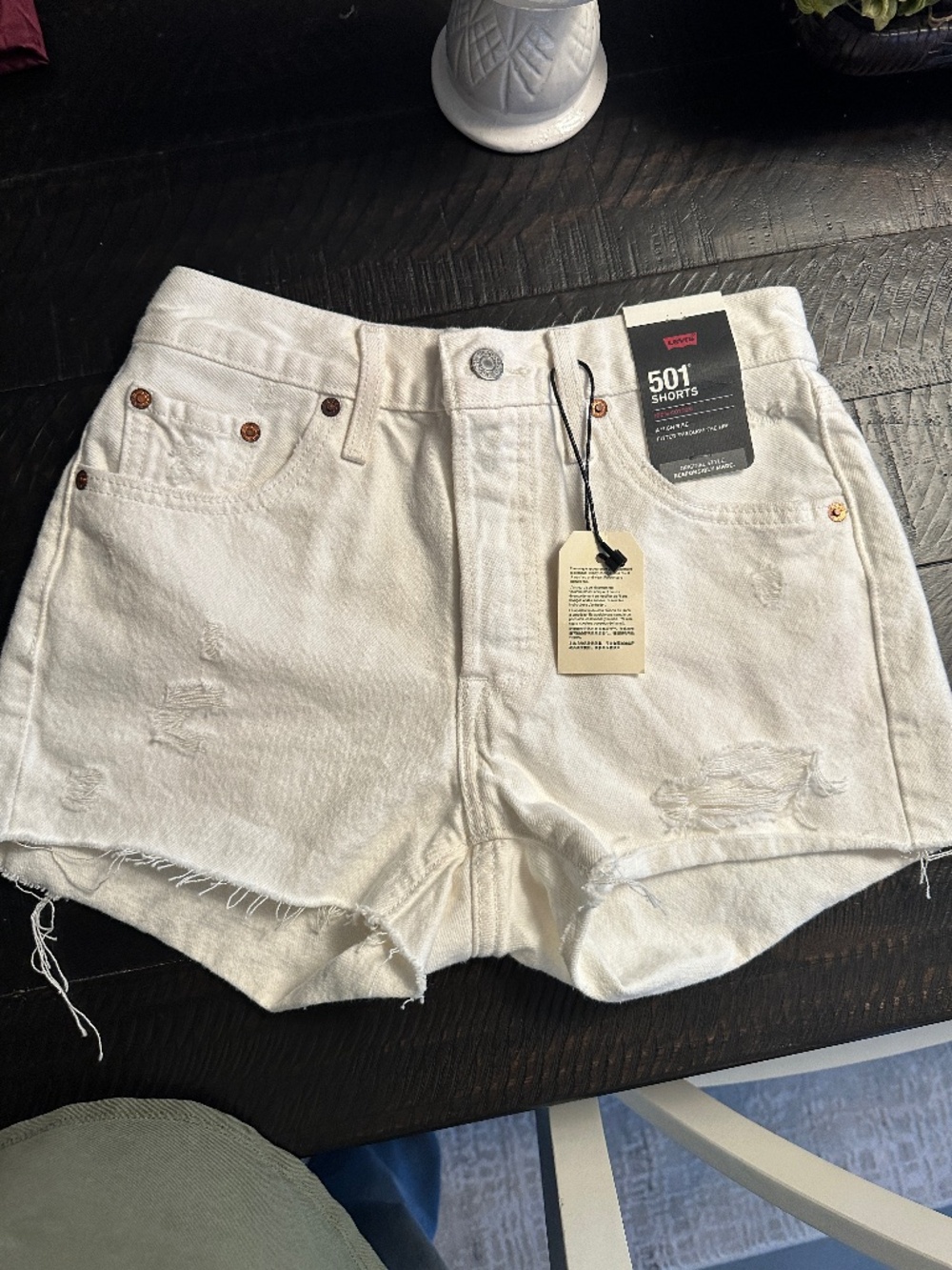 NWT Levi's 501 Original White Denim Jean Cut Off High Rise Summer Shorts 24